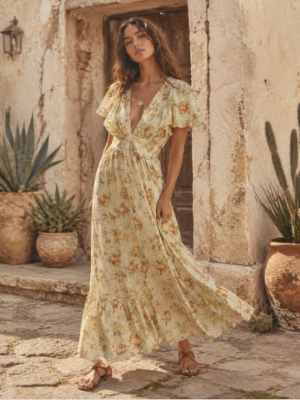 Doen Tarragon Dress in Orchard Botanical Print